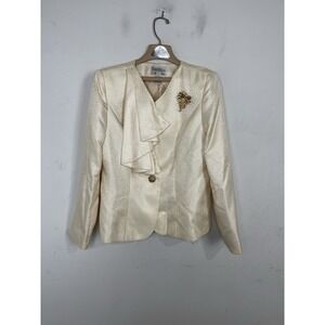 Tally Taylor‎ Womens Blazer 12 Ivory Mother Grandmother Bride Wedding Vintage